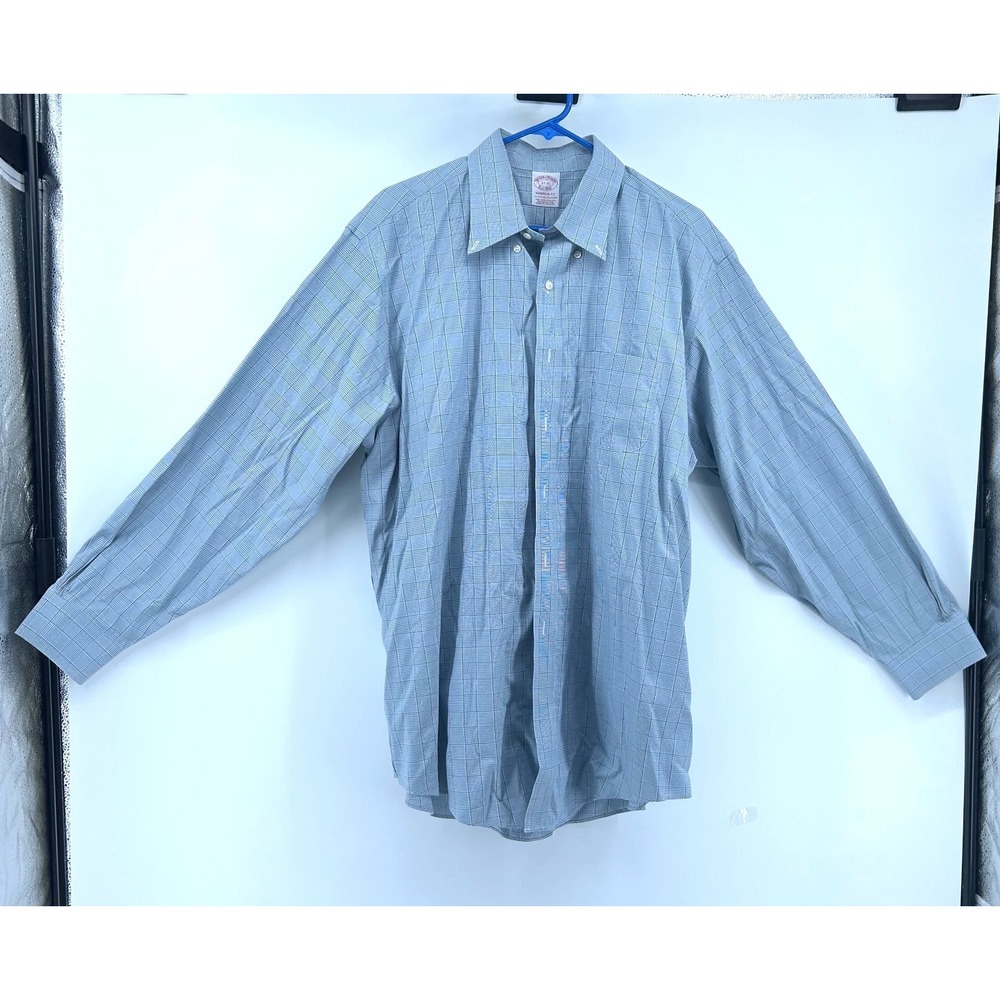 Brooks Brothers Madison Fit Shirt Blue Plaid Supima Cotton Non-Iron 17-35 Mens